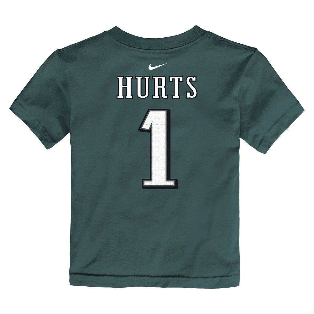 T-shirt Nike pour tout-petit Jalen Hurts Midnight Green avec nom et numéro de joueur des Philadelphia Eagles