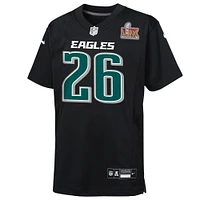 Toddler Nike Saquon Barkley Carbon Black Philadelphia Eagles Super Bowl LIX Patch Fashion Game Player Jersey