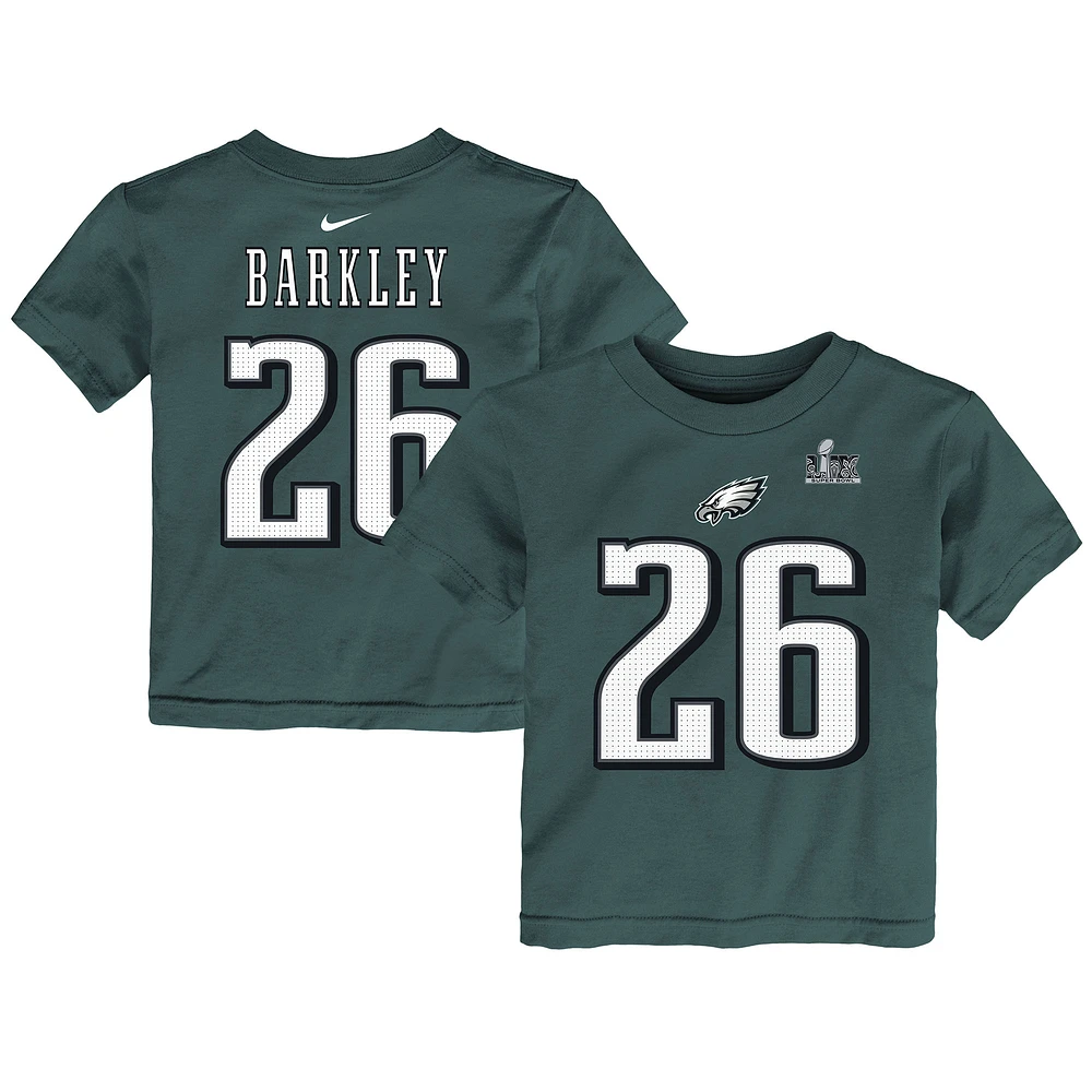 Toddler Nike Saquon Barkley Midnight Green Philadelphia Eagles Super Bowl LIX Player Name & Number T-Shirt