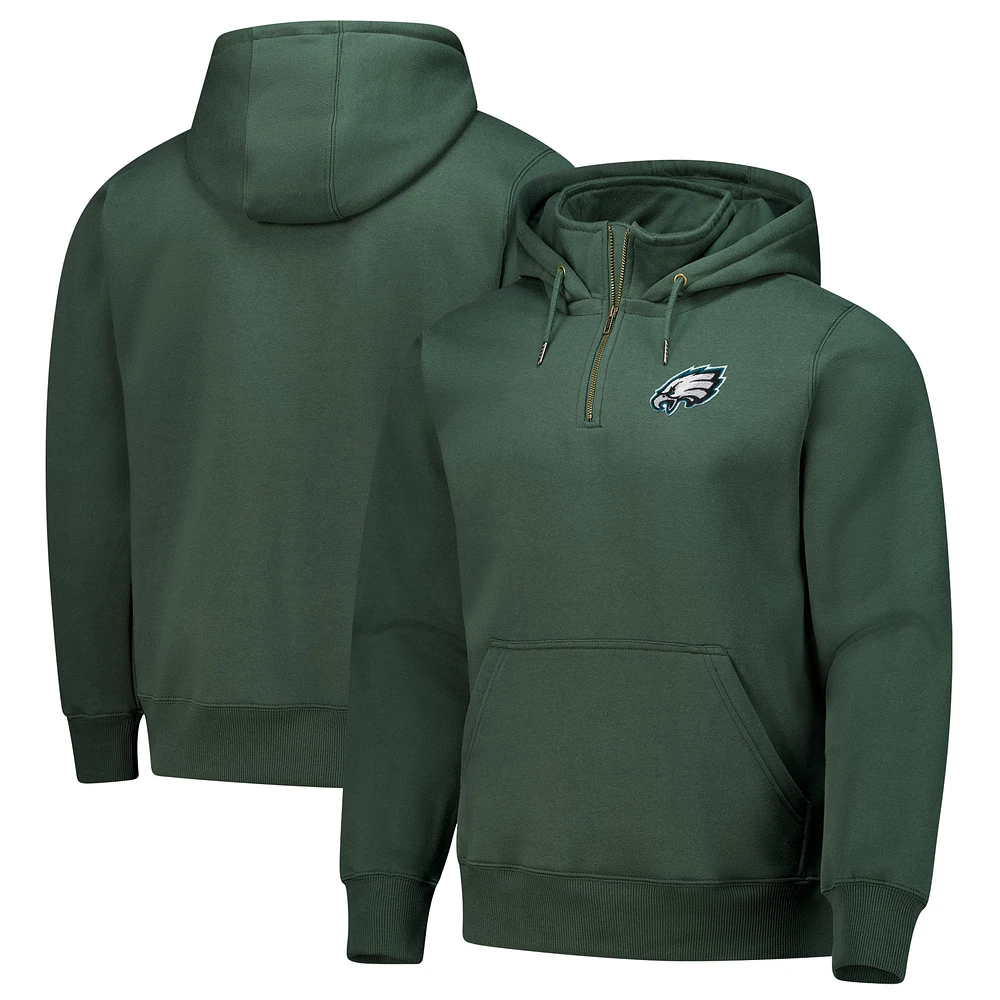 Sweat à capuche unisexe fermeture éclair quart de tour Dunbrooke Forest Green Philadelphia Eagles Defender