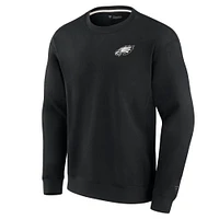 Unisex Fanatics Black Philadelphia Eagles Super Soft Pullover Crew Sweatshirt