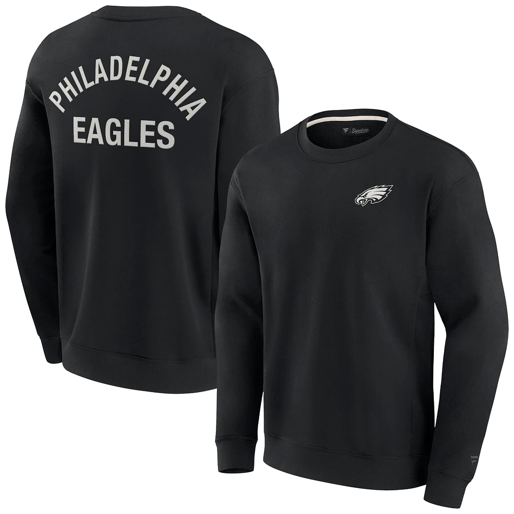 Sweat-shirt unisexe Fanatics noir Philadelphia Eagles Super Soft Pullover Crew