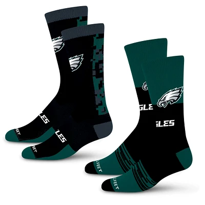 Lot de 2 paires de chaussettes unisexes pour pieds nus Philadelphia Eagles Double Duo