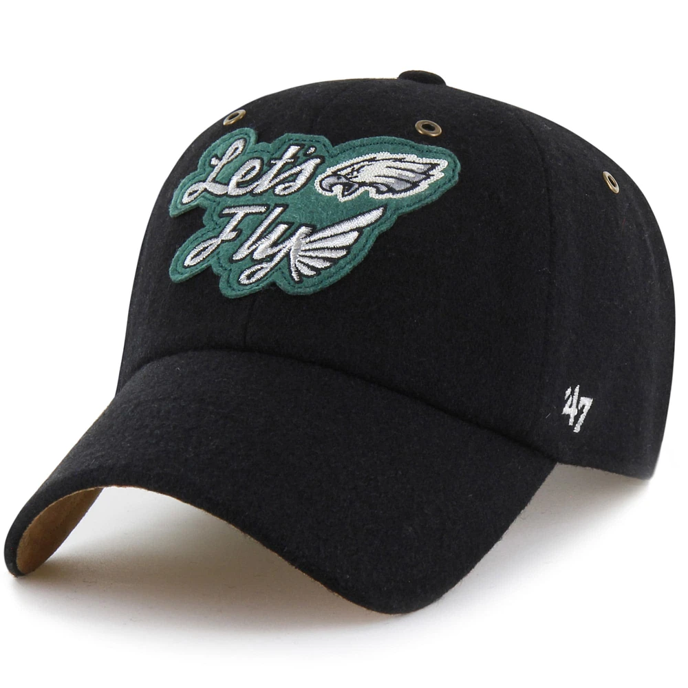 Unisex Stoney Clover Lane x '47 Black Philadelphia Eagles Field Goal Clean Up Adjustable Hat