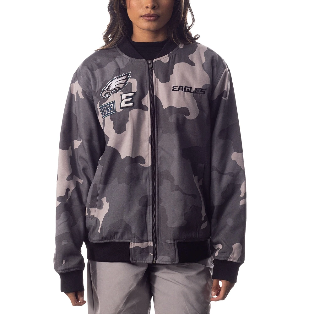 Blouson aviateur camouflage unisexe The Wild Collective gris Philadelphia Eagles