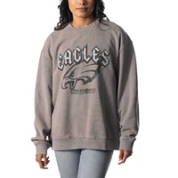 Unisex The Wild Collective Gray Philadelphia Eagles Distressed Pullover Sweatshirt