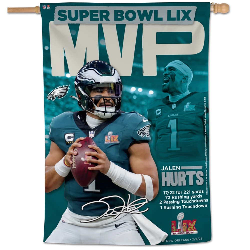 WinCraft Jalen Hurts Philadelphia Eagles Super Bowl LIX MVP 28" x 40" Single-Sided Vertical Banner