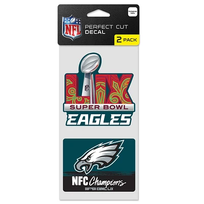 WinCraft Philadelphia Eagles 2024 NFC Champions Two-Pack 4" x 8" Perfect Cut Decal Set