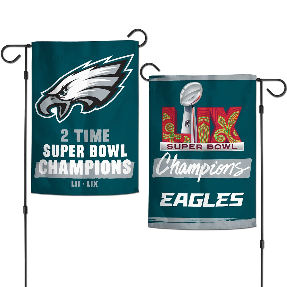 Drapeau de jardin double face WinCraft Philadelphia Eagles, deux fois champions du Super Bowl, 12" x 18"