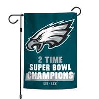 Drapeau de jardin double face WinCraft Philadelphia Eagles, deux fois champions du Super Bowl, 12" x 18"