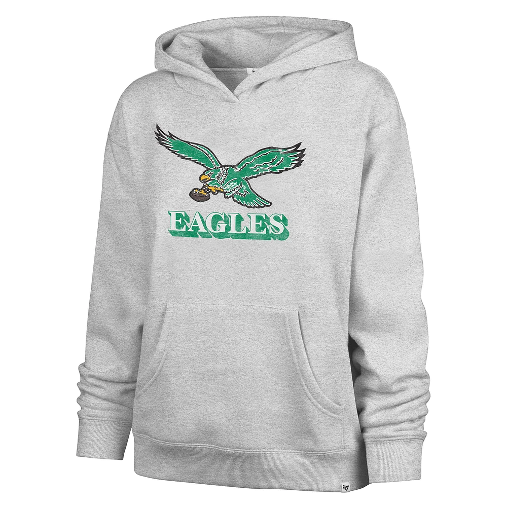 Women's '47  Gray Philadelphia Eagles Distressed Standout Naomi Pullover Hoodie