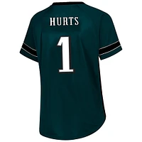 T-shirt à lacets grande taille avec nom et numéro pour femmes Fanatics Jalen Hurts Green Philadelphia Eagles