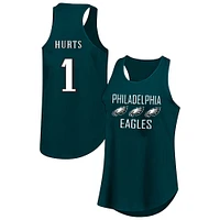 Women's Fanatics Jalen Hurts Green Philadelphia Eagles Plus Name & Number Tank Top