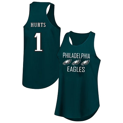 Women's Fanatics Jalen Hurts Green Philadelphia Eagles Plus Name & Number Tank Top