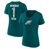 Women's Fanatics  Midnight Green Philadelphia Eagles Plus Mother's Day Floral V-Neck T-Shirt