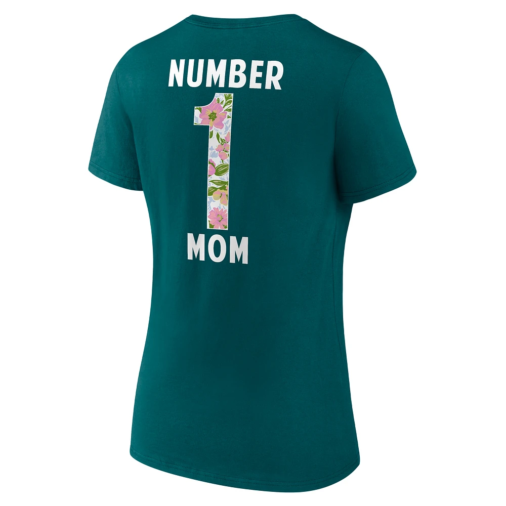 Women's Fanatics  Midnight Green Philadelphia Eagles Plus Mother's Day Floral V-Neck T-Shirt