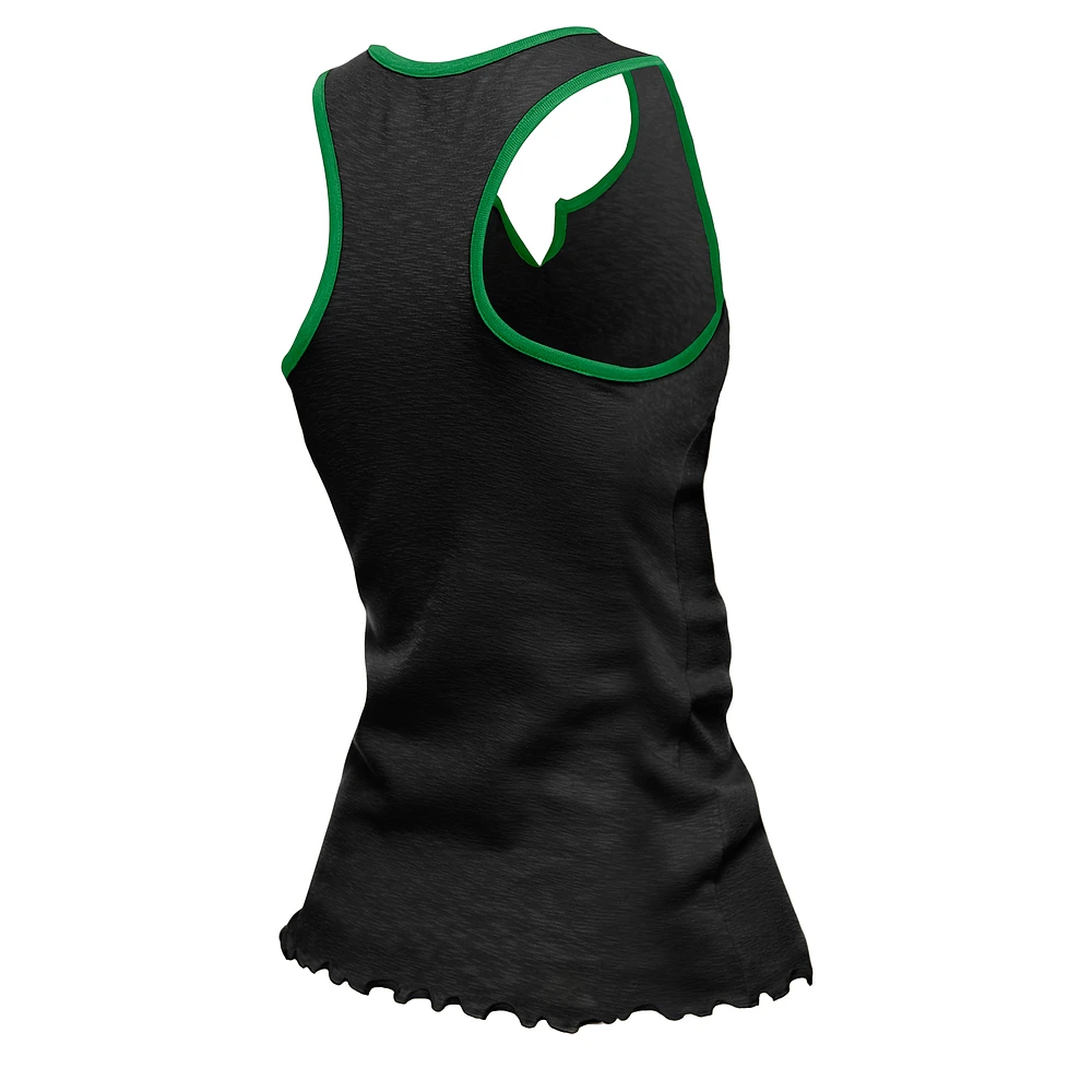Débardeur tri-mélange à ourlet ondulé et col cranté pour femme New Era noir Philadelphia Eagles
