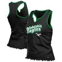 Débardeur tri-mélange à ourlet ondulé et col cranté pour femme New Era noir Philadelphia Eagles