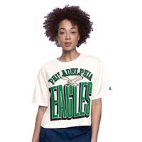 Women's Starter  White Philadelphia Eagles Throwback Play the Ball Boxy Cropped T-Shirt