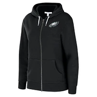 Women's WEAR by Erin Andrews  Black Philadelphia Eagles Angled Full-Zip Hoodie