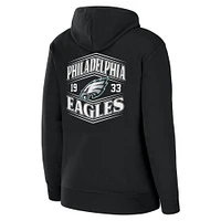 Women's WEAR by Erin Andrews  Black Philadelphia Eagles Angled Full-Zip Hoodie