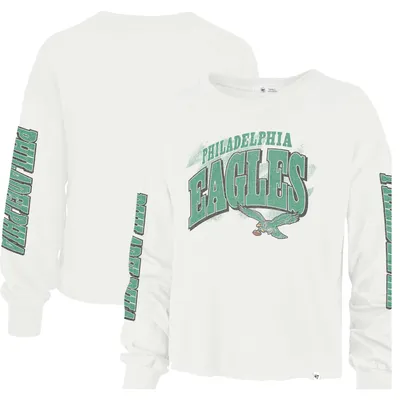 Women's '47 Midnight Green Philadelphia Eagles Skyler Parkway Cropped Long  Sleeve T-Shirt