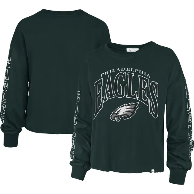 New Era Women's Philadelphia Eagles Kelly Green Raw Edge Cropped Hoodie