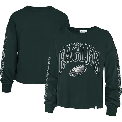 Women's New Era Midnight Green Philadelphia Eagles Cropped Long Sleeve T- Shirt