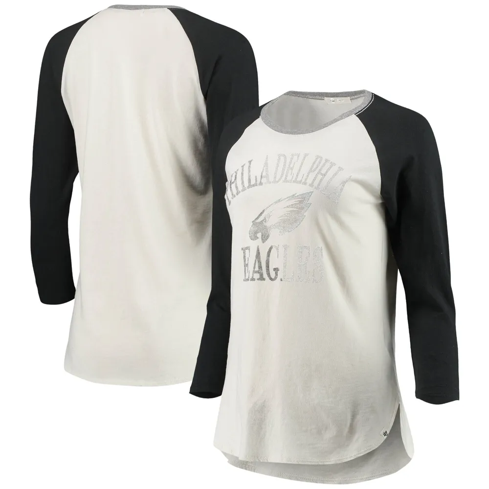 Lids Philadelphia Eagles '47 Women's Frankie Ring Around Raglan 3/4-Sleeve  T-Shirt - White/Black