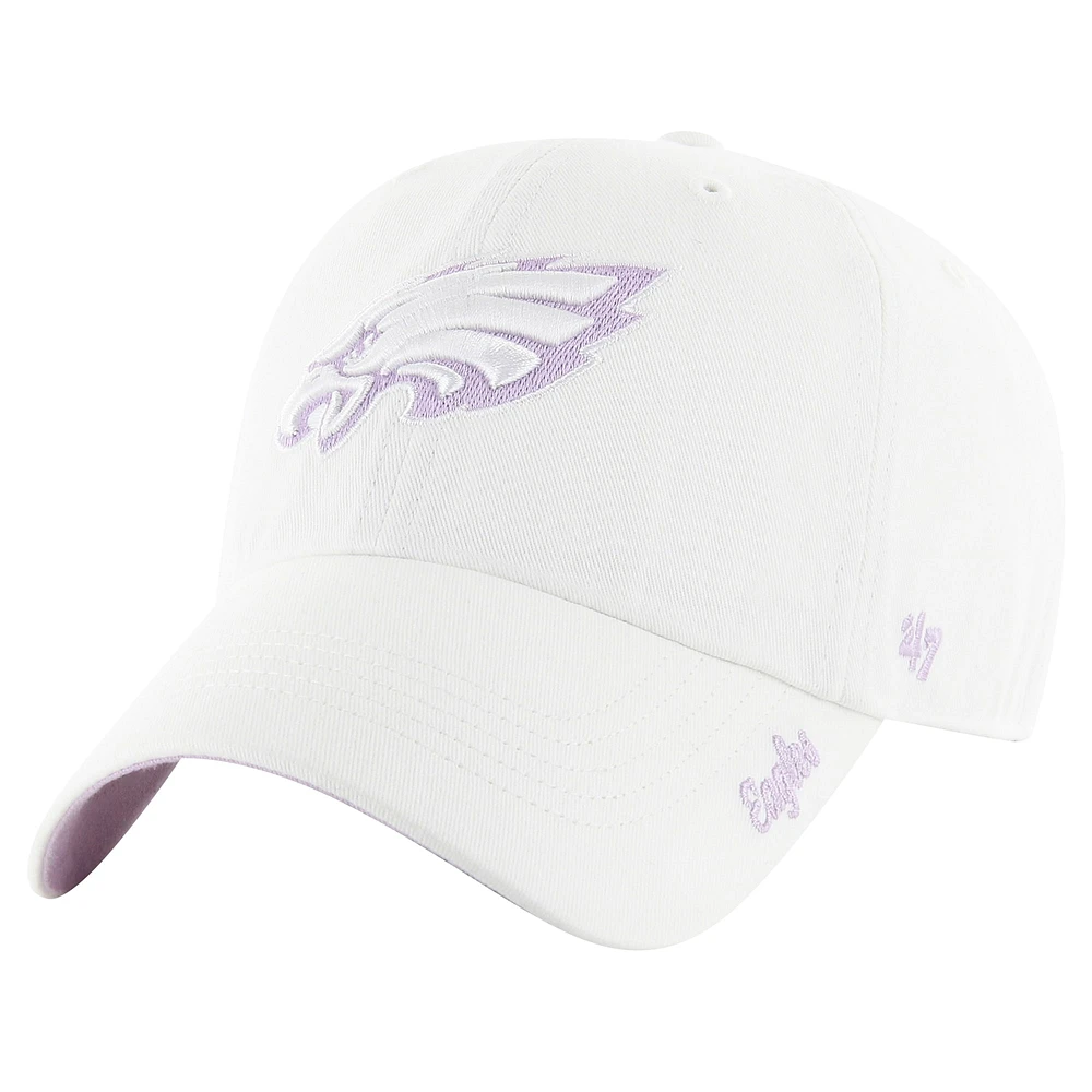 Women's '47 White Philadelphia Eagles Ballpark Cheer Clean Up Adjustable Hat