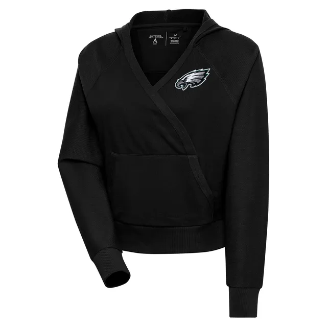 Philadelphia Eagles Antigua Victory Chenille Pullover Sweatshirt - Black