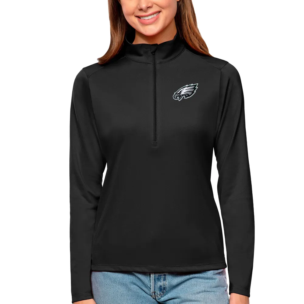 Antigua NFL Philadelphia Eagles Women's Upgrade 1/2 Zip Pullover, Black, Medium