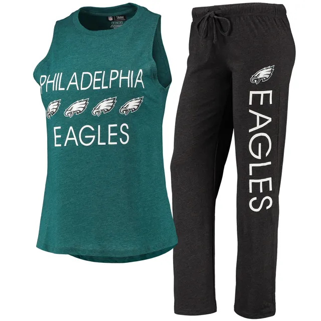 Women's Concepts Sport White/Black Philadelphia Eagles Plus Size Downfield T-Shirt & Shorts Sleep Set