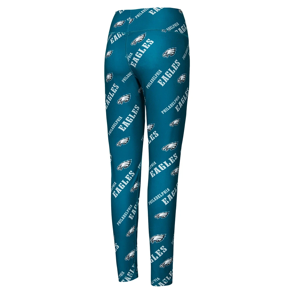 Women's Concepts Sport Green Philadelphia Eagles Breakthrough Allover Print Knit Sleep Leggings