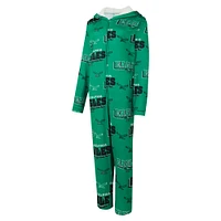 Women's Concepts Sport Kelly Green Philadelphia Eagles Throwback Roadway Allover Print Microfleece Full-Zip Union Suit