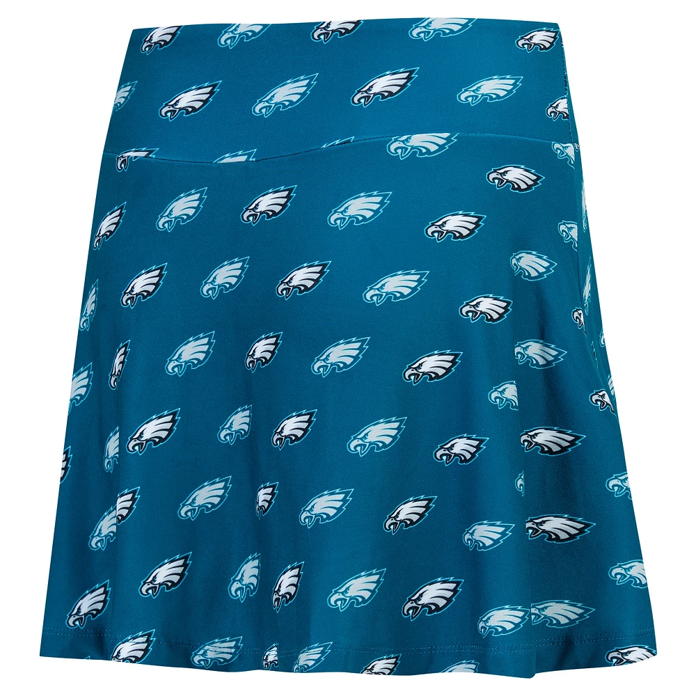 Jupe-short de nuit en tricot à imprimé intégral Philadelphia Eagles Record Midnight Green pour femme Concepts Sport