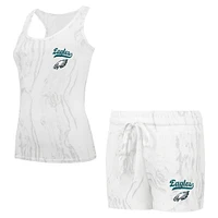 Women's Concepts Sport White Philadelphia Eagles Plus Quartz Tank Top & Shorts Set