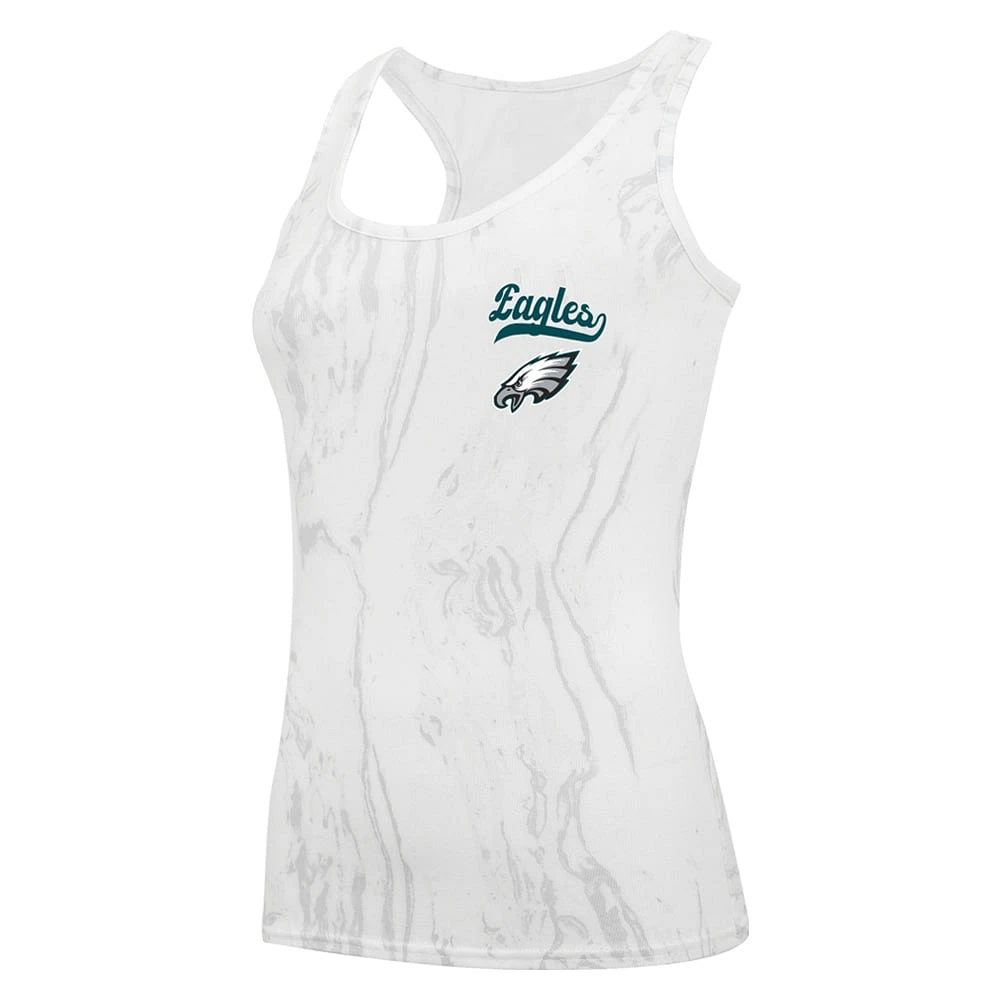 Ensemble débardeur et short Concepts Sport blanc Philadelphia Eagles grande taille pour femmes