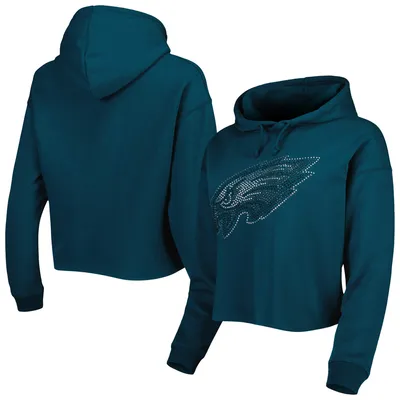 Philadelphia Eagles New Era Women's Cloud Dye Fleece Pullover Hoodie -  Midnight Green