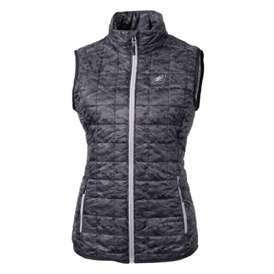 Philadelphia Eagles Cutter & Buck Women's Rainier Printed Full-Zip Puffer Vest - Black