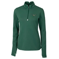 Women's Cutter & Buck Green Philadelphia Eagles Throwback Logo Traverse Stretch Quarter-Zip Pullover Top