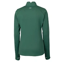 Women's Cutter & Buck Green Philadelphia Eagles Throwback Logo Traverse Stretch Quarter-Zip Pullover Top