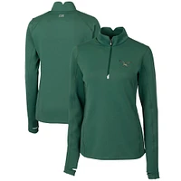 Women's Cutter & Buck Green Philadelphia Eagles Throwback Logo Traverse Stretch Quarter-Zip Pullover Top