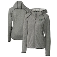 Women's Cutter & Buck Heather Gray Philadelphia Eagles Throwback Logo Mainsail Full-Zip Jacket