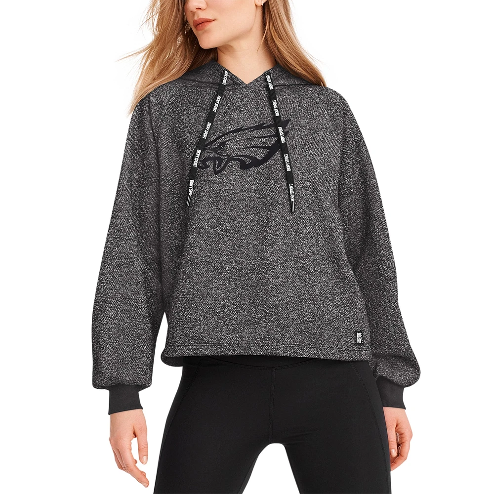 Sweat à capuche noir DKNY Sport pour femmes des Eagles de Philadelphie Debbie Dolman Raglan