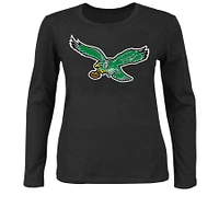 Women's Fanatics Black Philadelphia Eagles Plus Scoop Neck Long Sleeve T-Shirt