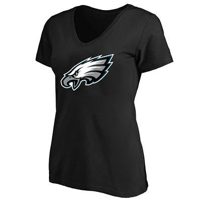 T-shirt col en V grande taille noir Philadelphia Eagles Fanatics pour femmes