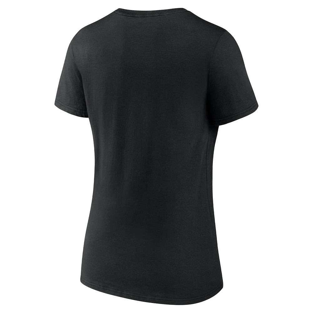 T-shirt à col en V emblématique des Philadelphia Eagles du Super Bowl LIX pour femmes Fanatics Black