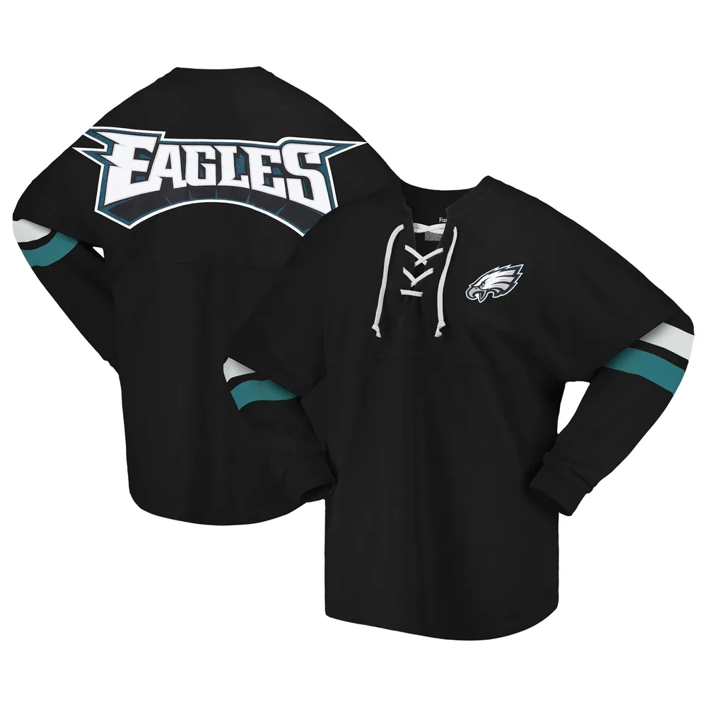 Lids Philadelphia Eagles Fanatics Branded Women's Spirit Jersey Lace-Up  V-Neck Long Sleeve T-Shirt - Black