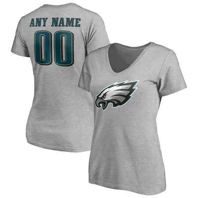 Philadelphia Eagles Fanatics Branded Women's Team Authentic Custom V-Neck T-Shirt - Gray